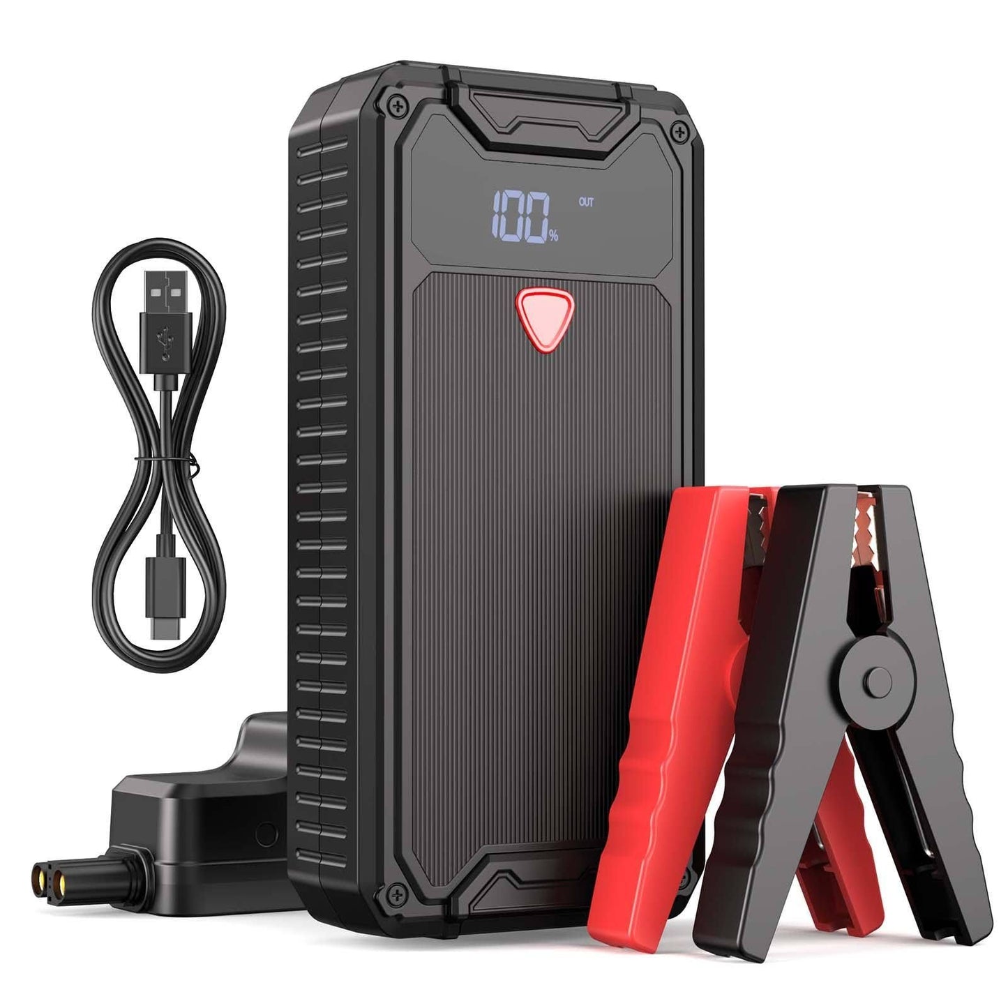 Booster Batterie 4000A 26800mAh Jump Starter Portable (Jusqu’à 10L Diesel ou All Gas) Démarrage de Voiture 12V avec Pinces de Sûreté Intelligentes(Noir/Rouge)