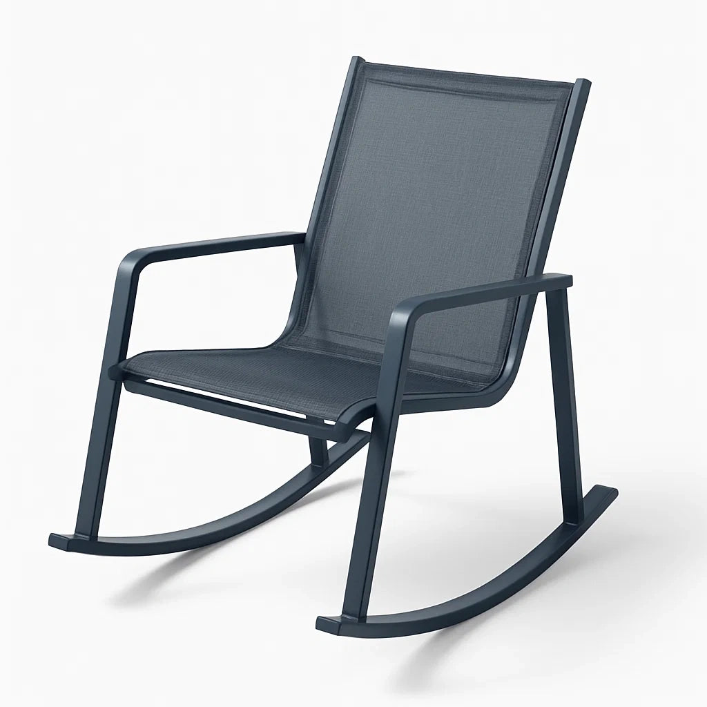 Fauteuil à bascule en aluminium et textilène(Gris)