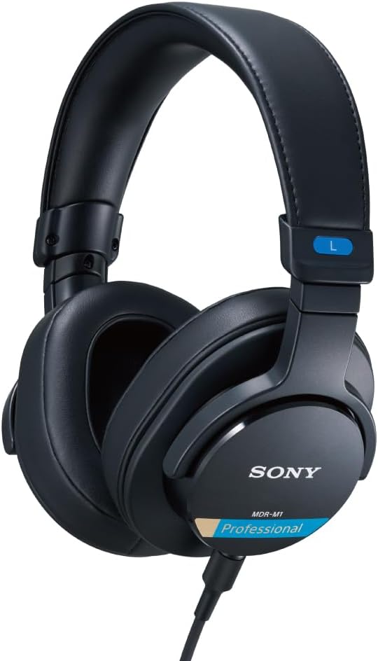Sony MDR-M1 : Casque de Studio fermé - Filaire, Lecture à Bande ultralarge (5Hz-80kHz), idéal pour l'enregistrement et Le mixage en Studio, Conception légère (216g), Noir(Noir)