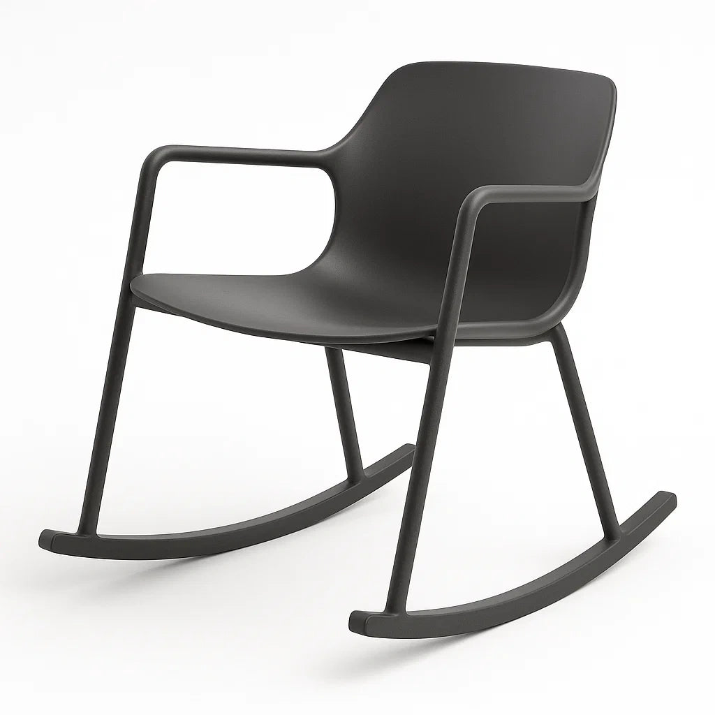 Fauteuil à bascule en polypropylène noir avec structure en acier(Noir)