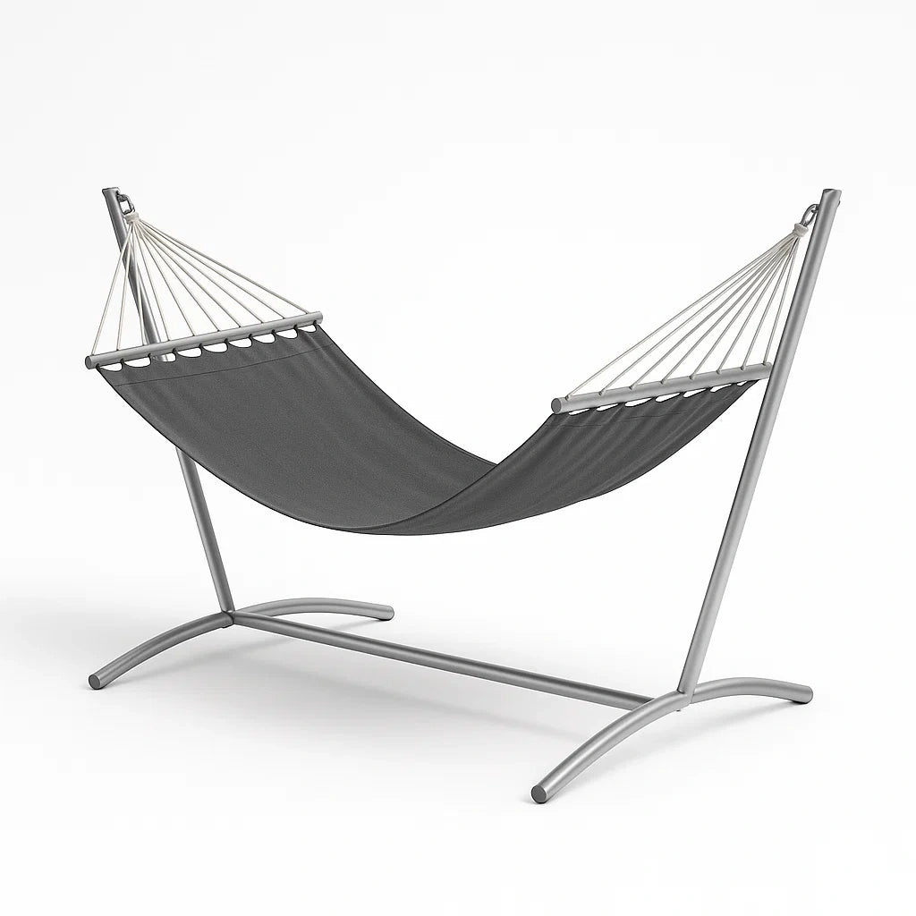 Hamac avec support en acier et toile en polyester noir(Noir)
