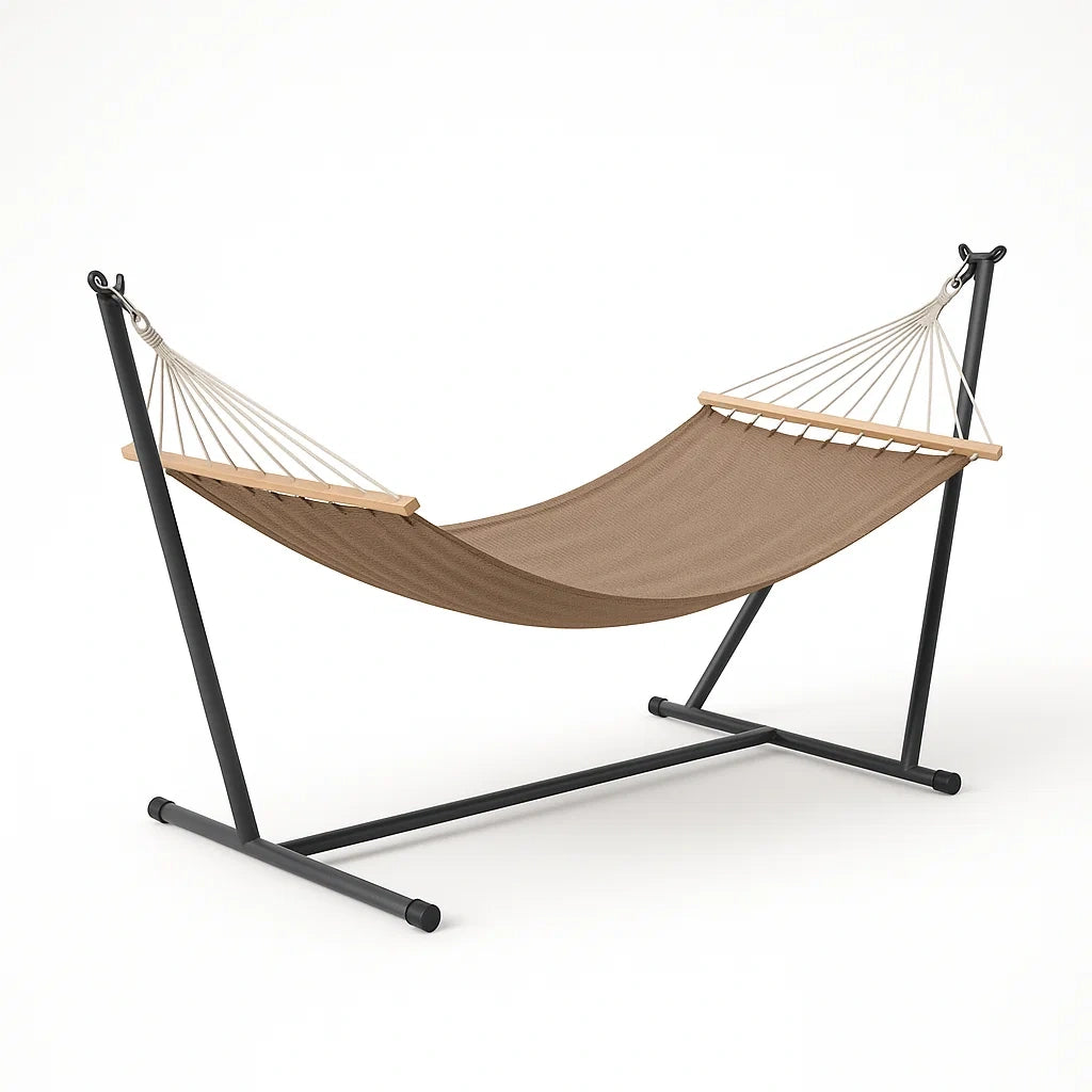 Hamac en coton polyester avec support en métal marron(Marron)