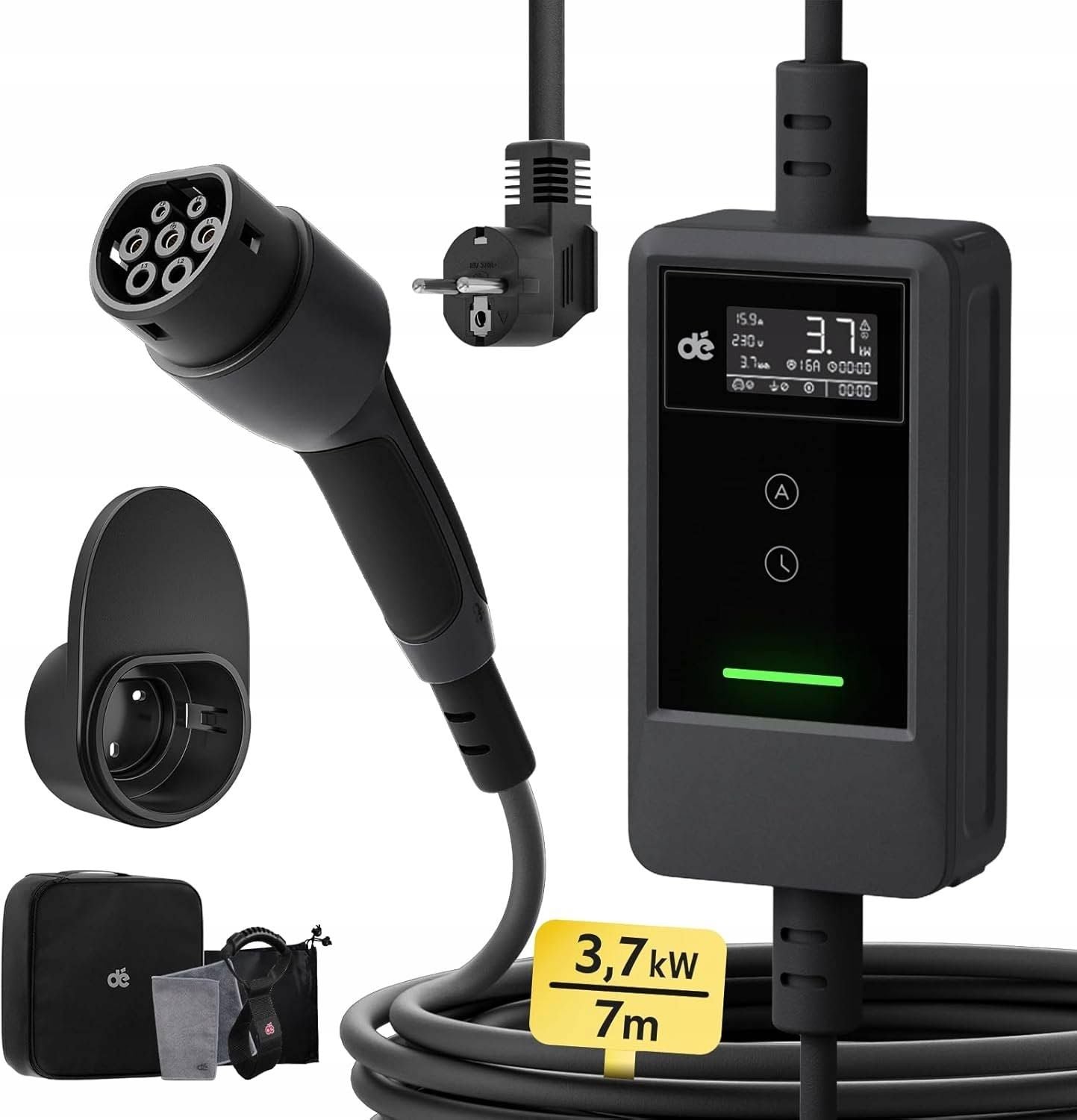 dé Chargeur Portable Véhicule Électrique 3,7 kW de Type 2(Noir)