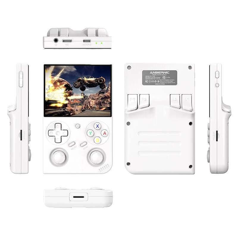 ANBERNICANBERNIC RG35XX Pro Système Linux Console de jeu portable Plus jeux intégrés Écran IPS de 3,5 pouces Support quad-core(Blanc)