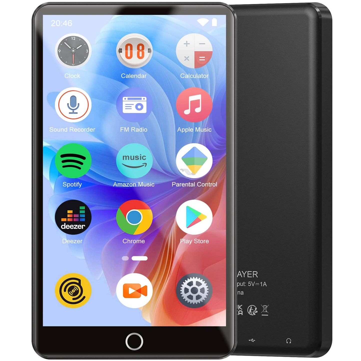 96Go Lecteur MP3 et MP4 Bluetooth avec WiFi, Lecteur MP3 Android avec Spotify, Audible, Deezer, Play Store, 4,02 Écran Tactile pour Musique à Son(Noir)