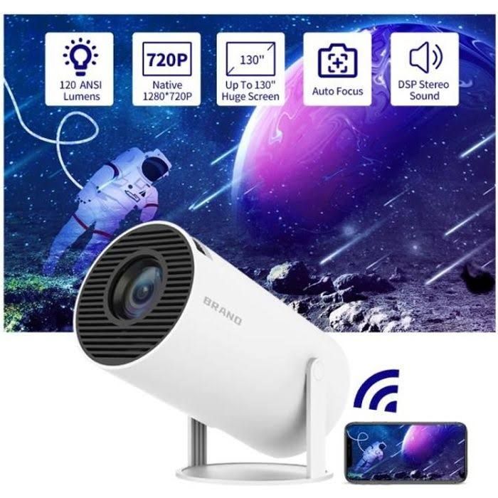 amorus Vidéoprojecteur Portable Android 11.0 1280x720 130 pouces Wifi 2.4G/5G Bt4.1(Blanc)