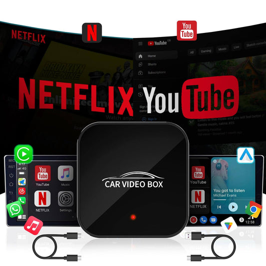 Adaptateur Carplay sans fil avec Netflix YouTube, adaptateur Carplay sans fil et dongle Android Auto 5 GHz, WiFi 5 GHz, Magic Box Convert Wried(Noir)