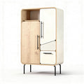 Buffet de rangement en bois et mélaminé blanc 80 x 40 x 120cm