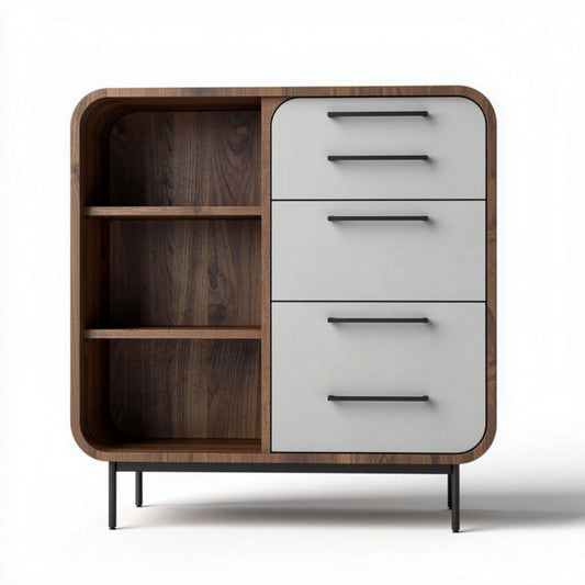 Buffet en bois avec trois tiroirs et une étagère ouverte 80 x 40 x 85cm