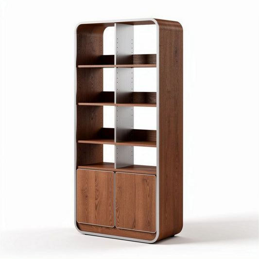Bibliothèque en bois finition chêne avec compartiments de rangement 200 x 80 x 40cm