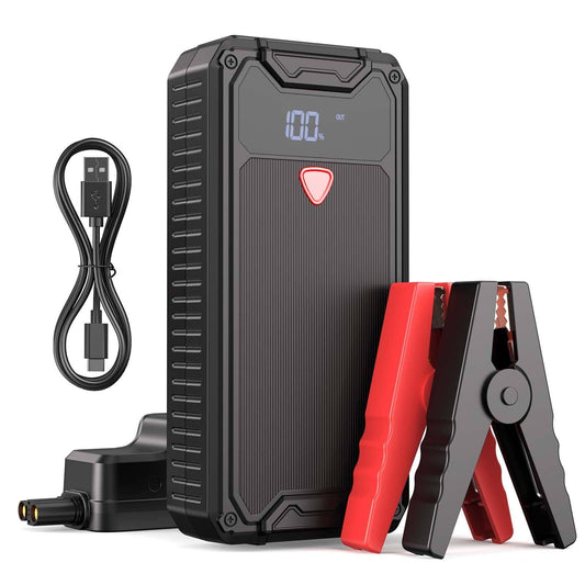 Booster Batterie 4000A 26800mAh Jump Starter Portable (Jusqu’à 10L Diesel ou All Gas) Démarrage de Voiture 12V avec Pinces de Sûreté Intelligentes(Noir/Rouge)