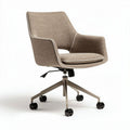Chaise de bureau en tissu beige avec roulettes et hauteur réglable 55 x 65 x 85cm