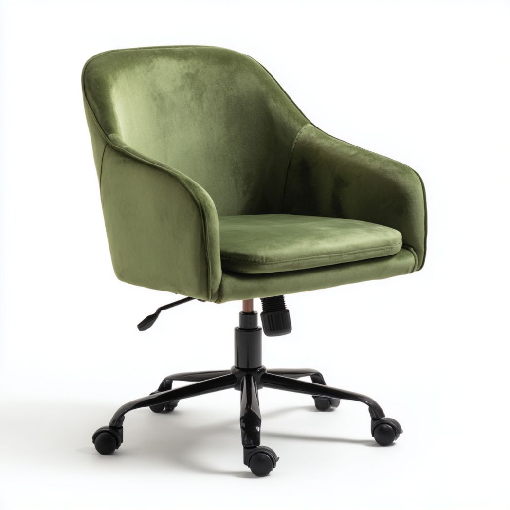Chaise de bureau en tissu gris avec accoudoirs et roulettes 60 x 60 x 90cm