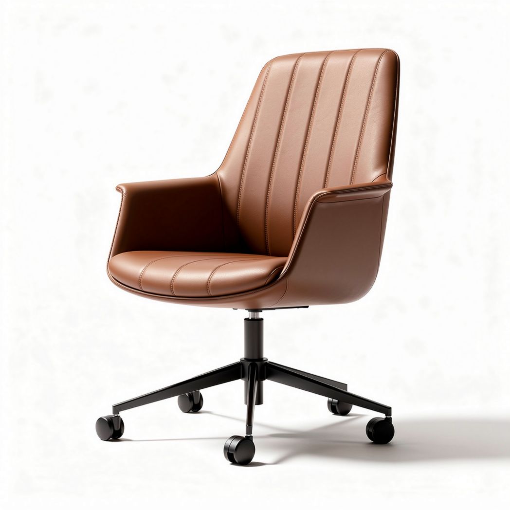 Chaise de bureau en simili cuir marron rotation 360 degrés 60 x 60 x 90cm