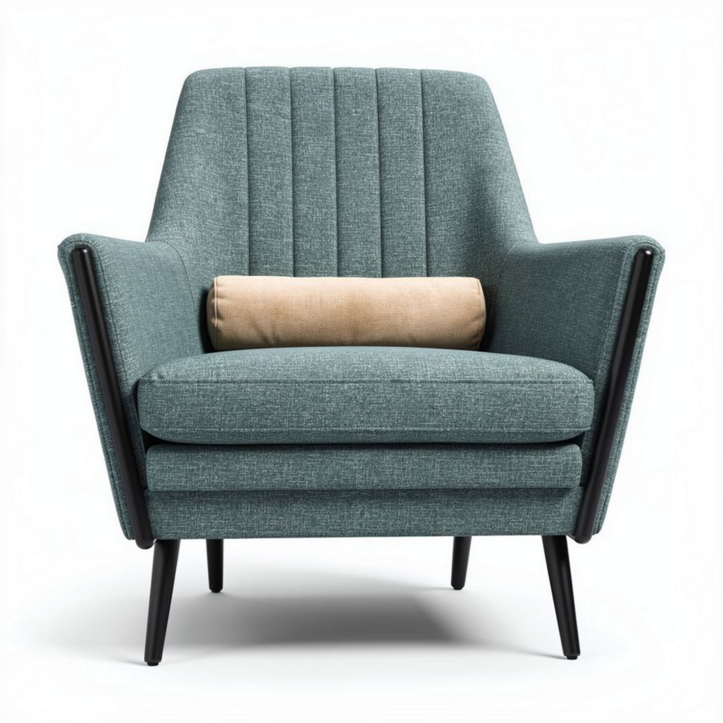 Fauteuil en tissu bleu avec coussin inclus dimensions 80 x 80 x 90cm