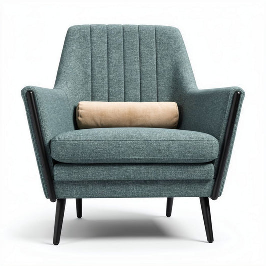 Fauteuil en tissu bleu avec coussin inclus dimensions 80 x 80 x 90cm
