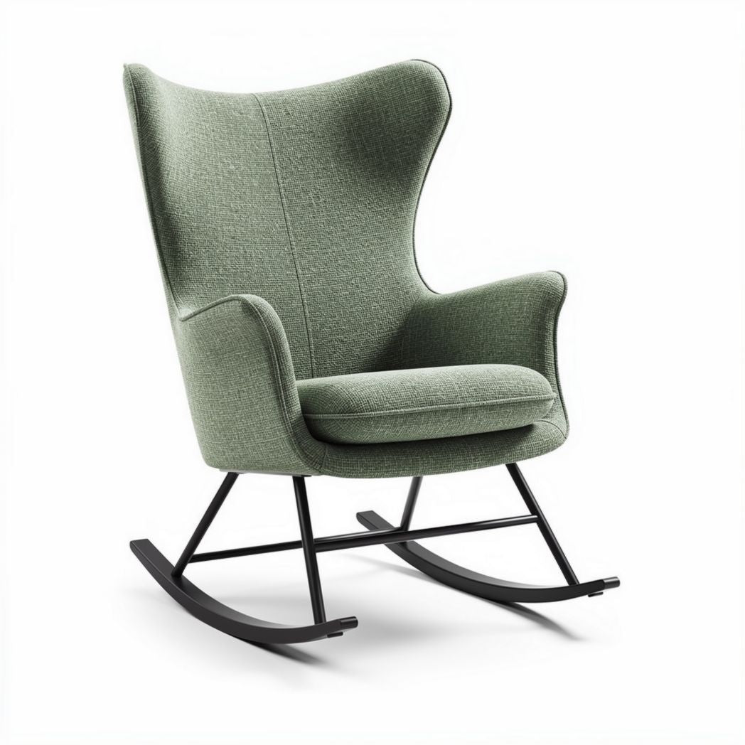 Fauteuil à bascule en tissu vert 75 x 80 x 100 cm design contemporain