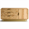 Meuble de rangement en bois clair avec trois tiroirs et une porte 120 x 60 x 40cm