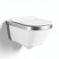 Wc suspendu en céramique blanche avec couvercle en acier inoxydable 36 x 56 x 40cm