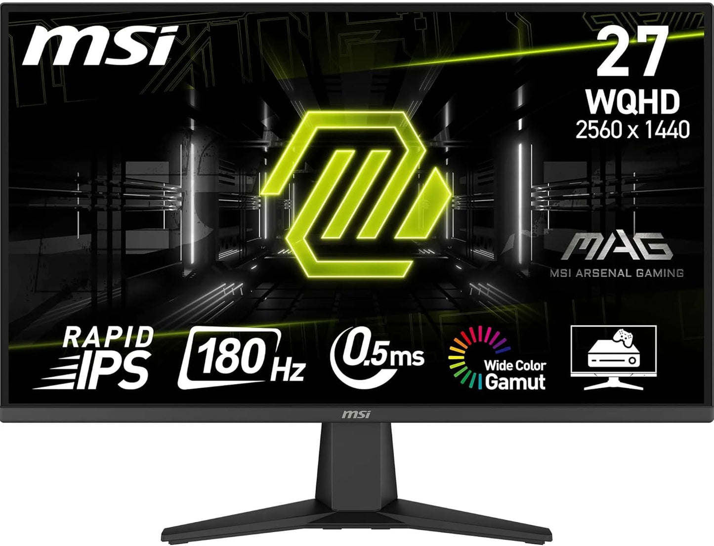MSI MAG 275QF Écran Gaming 27 WQHD - Dalle Rapid IPS 2560 x 1440, 180 Hz / 0,5 ms (GtG, Min.), Gamme de Couleurs sRGB 101 pour cent, AMD FreeSync, HDR Ready - DisplayPort 1.4, HDMI 2.0b (WQHD 144Hz)