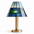 Lampe de table en verre coloré 25 x 25 x 40cm avec base en métal doré
