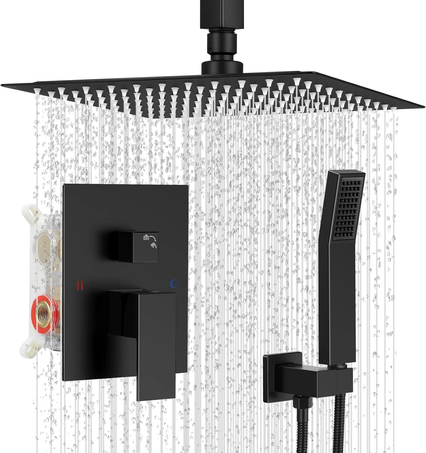 Système de douche pluie 10 pouces(10''-Ceiling Mount/Matte Black)