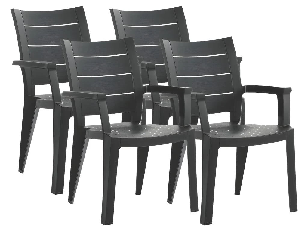 Lot Chaises Jardin - Gris(Gris)