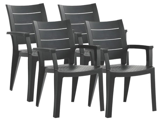 Lot Chaises Jardin - Gris(Gris)