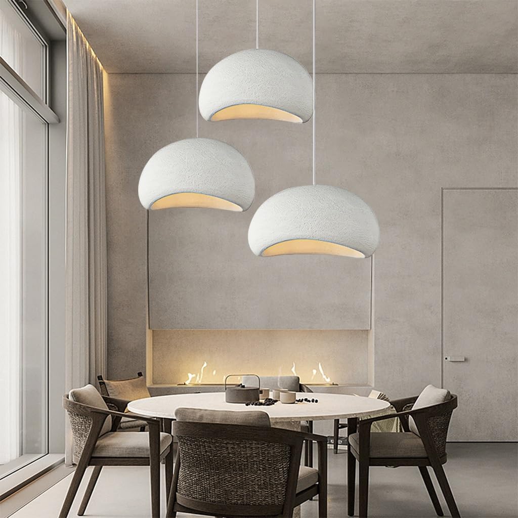 HEYUN Lampe Suspendue Wabi-sabi Blanche E27 Lampes Suspendues Lumières De Restaurant Lampe À Suspension De Bar Créative Style Pour Salle À Manger Salon De Thé Salon Café Cuisine(A1)(Blanc)