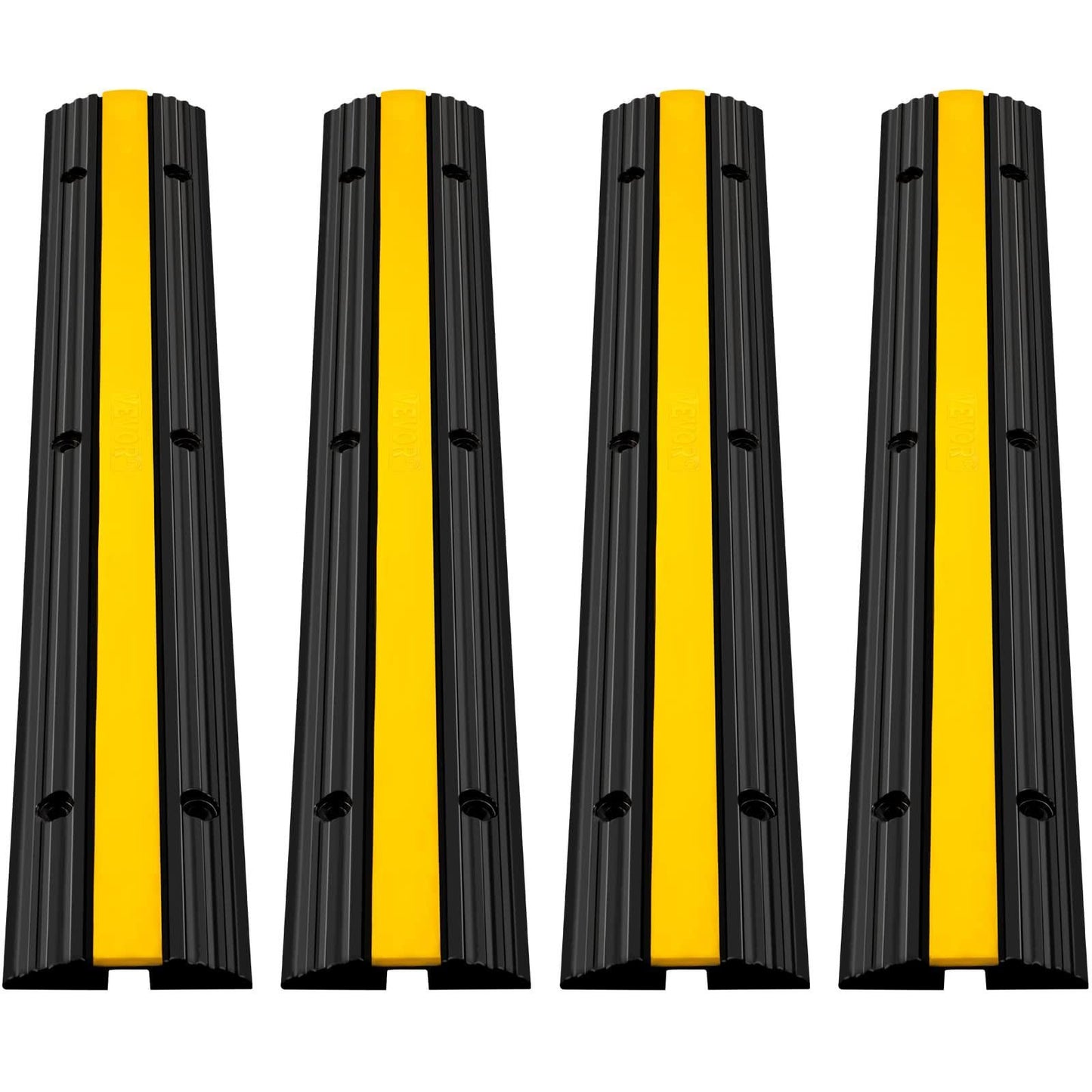 4PCS Rampe de Protection Câble Exterieur VEVOR 18,000 lbs Rampe de Cache-Câble 1 Canal Passe Câble Pieton Sol Protection pour Parking Entrepôt Concert(Noir/Jaune)