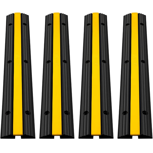 4PCS Rampe de Protection Câble Exterieur VEVOR 18,000 lbs Rampe de Cache-Câble 1 Canal Passe Câble Pieton Sol Protection pour Parking Entrepôt Concert(Noir/Jaune)