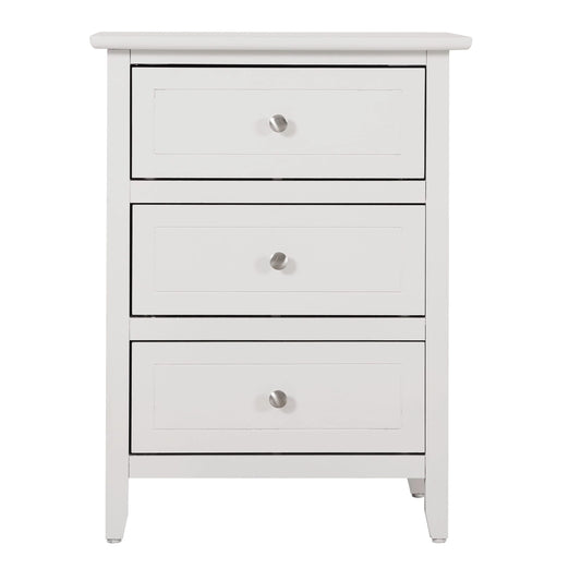 Daniel 3-drawer Transitional Wooden Nightstand(White)