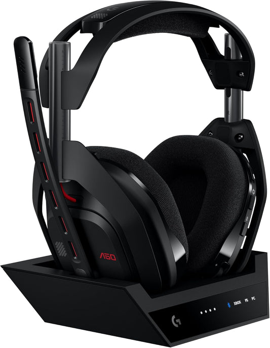 Logitech G Astro A50 LIGHTSPEED, casque gaming sans fil + station d’accueil (Gen 5), PRO-G GRAPHENE, basculement entre 3 systèmes, USB-C vers Xbox, PS5, PC, Nintendo Switch, Switch 2, Bluetooth - Noir(Noir)
