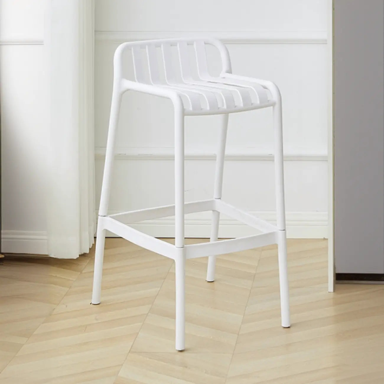 Minimalist Plastic Counter Bar Stool Outdoor Indoor(White/Counter Stool(26H))