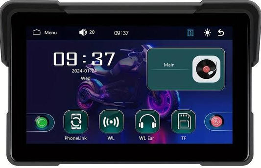 PODOFO GPS Moto 7- Android Auto, Écran Tactile Capacitif 1024x600, Carplay moto, Carplay motorcycle 7 pouces étanche, Carplay motard, Montage Guidon(Noir)