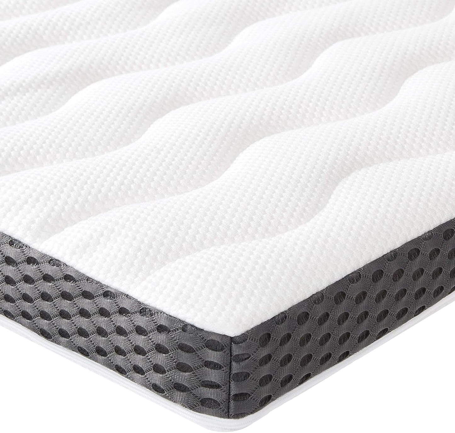 Amazon Basics Surmatelas de Mousse à Mémoire de Forme confortable, Très Moelleux, 160 x 200 x 7 cm, Blanc(Blanc/Noir)