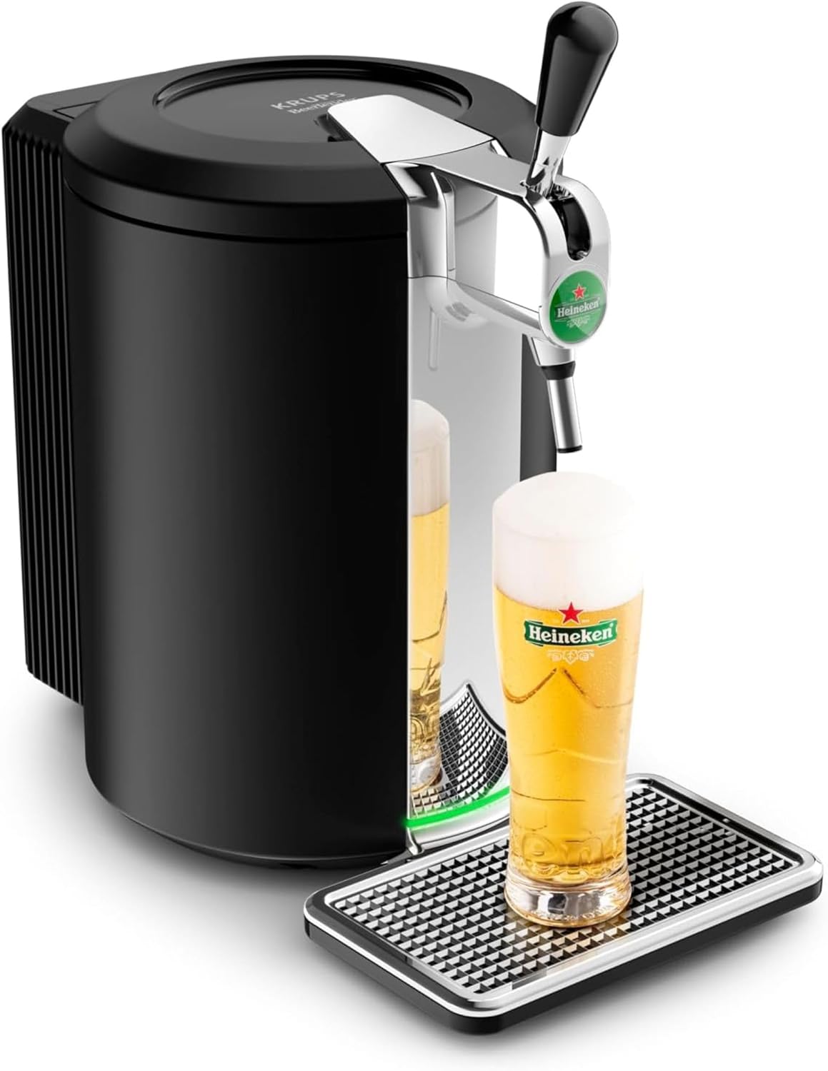 Krups Beertender Machine bière pression, Fûts de 5 L, Marques du groupe Heineken, Témoin lumineux, Température et mousse parfaites, Bière fraîche, Installation facile, Compact noire VB450E10(Noir)