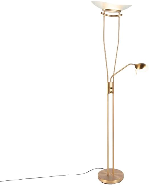 Qazqa lexus - LED Dimmable Lampadaire avec lampe de lecture variateur inclus - 1 lumière - H 1800 mm - Bronze - Moderne - éclairage intérieur - Salon I Chambre(Bronze)