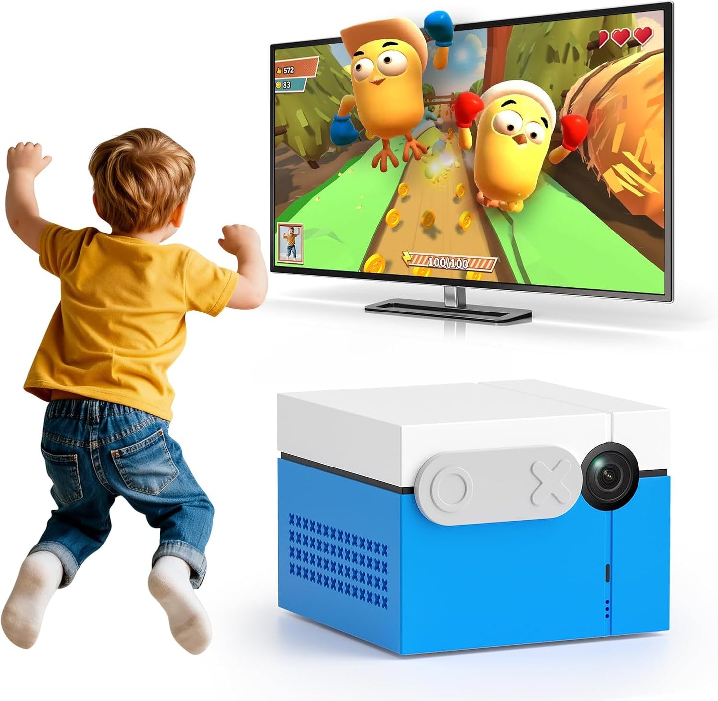 KINHANK MotionX Consoles de Jeux à Détection de Mouvement, Système de Jeu Vidéo PlugPlay pour Interactif Parent-Enfant, Sans abonnement  Manette,Jouet Cadeau pour garçons et Filles à partir de 3 Ans(Bleu)