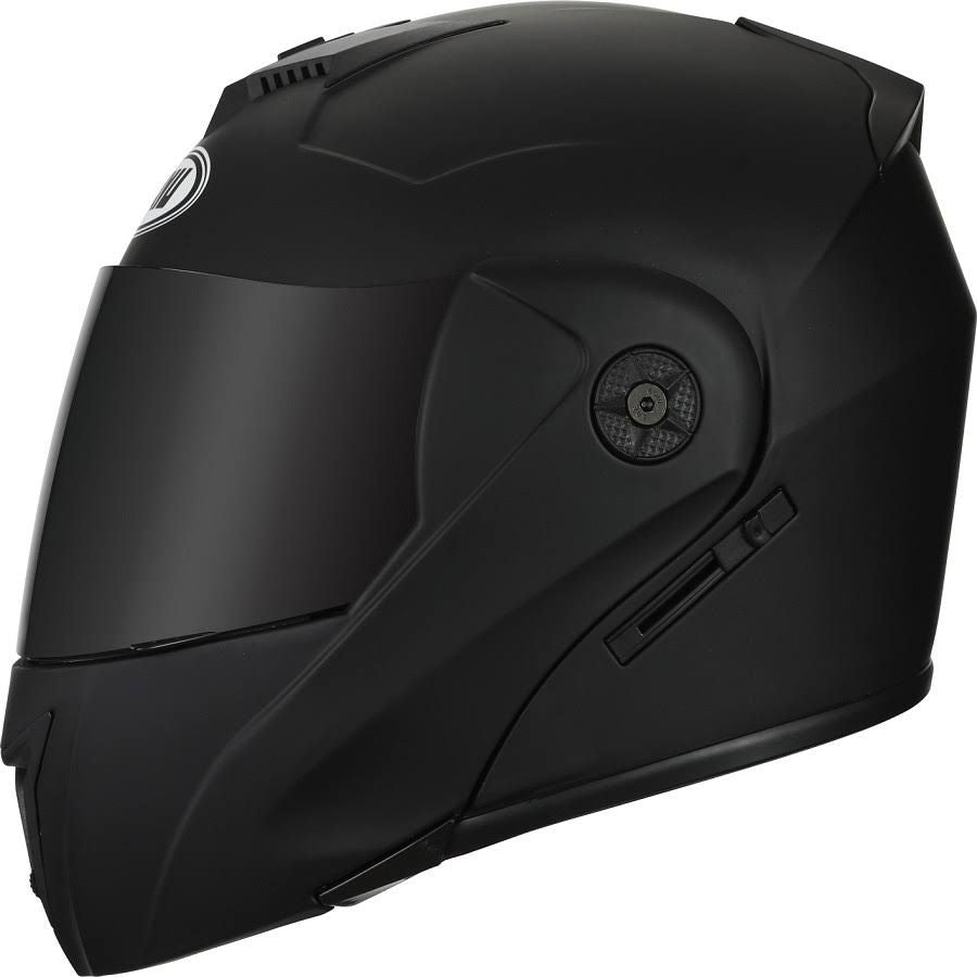 Casque de Moto Mat Noir - Double Visière Rabattable, Intégral, Casque motos homme, Casque motos, Homologué pour Homme(Noir Mat)