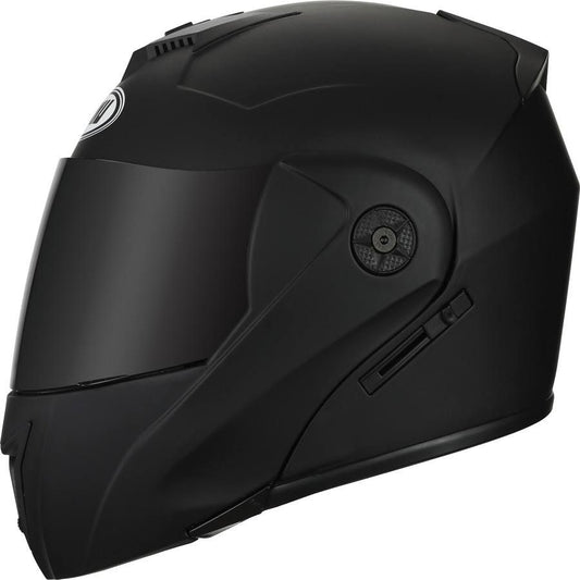 Casque de Moto Mat Noir - Double Visière Rabattable, Intégral, Casque motos homme, Casque motos, Homologué pour Homme(Noir Mat)
