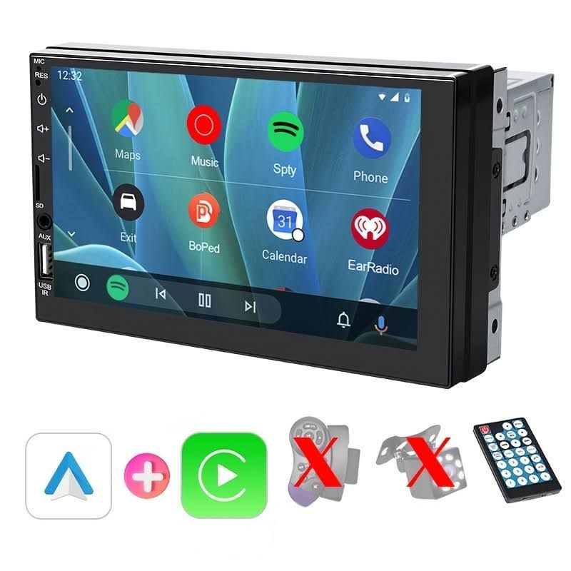Radio MP5 Voiture CarPlay et AndroidAuto, Autoradio carplay voiture android, Autoradio voiture carplay, Radio voiture bluetooth, Lecteur Multimédia(Noir/Gris)