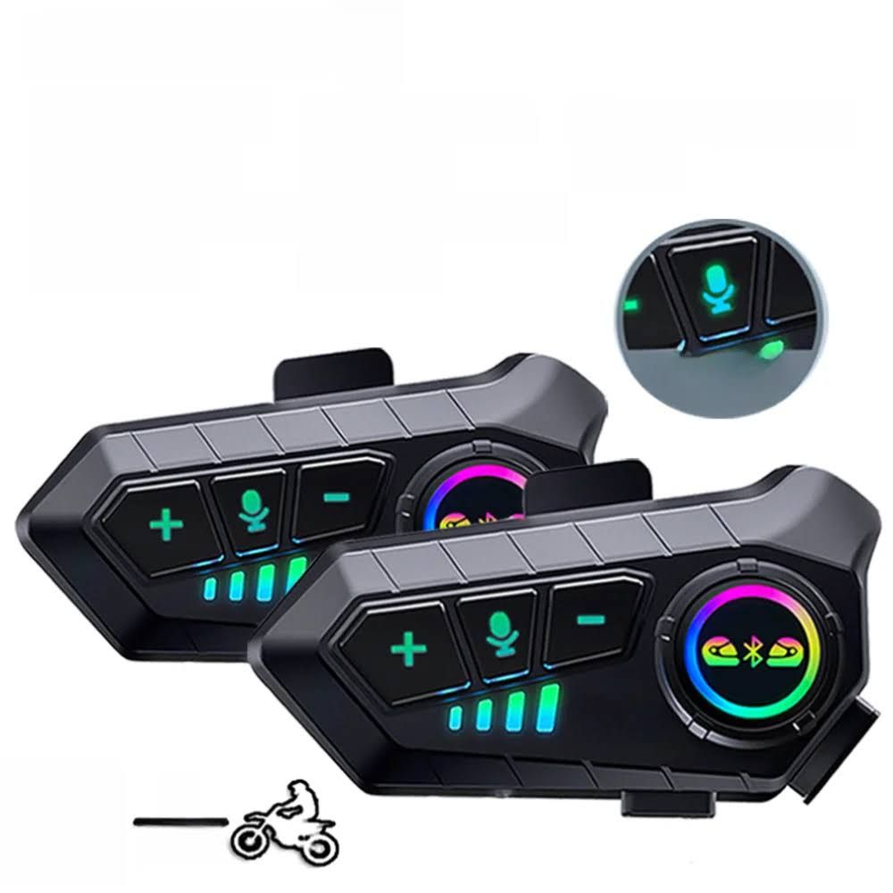 1/2 pièces casque de Moto Bluetooth Interphone casque sans fil Interphone Intercomunicador Moto(Noir)